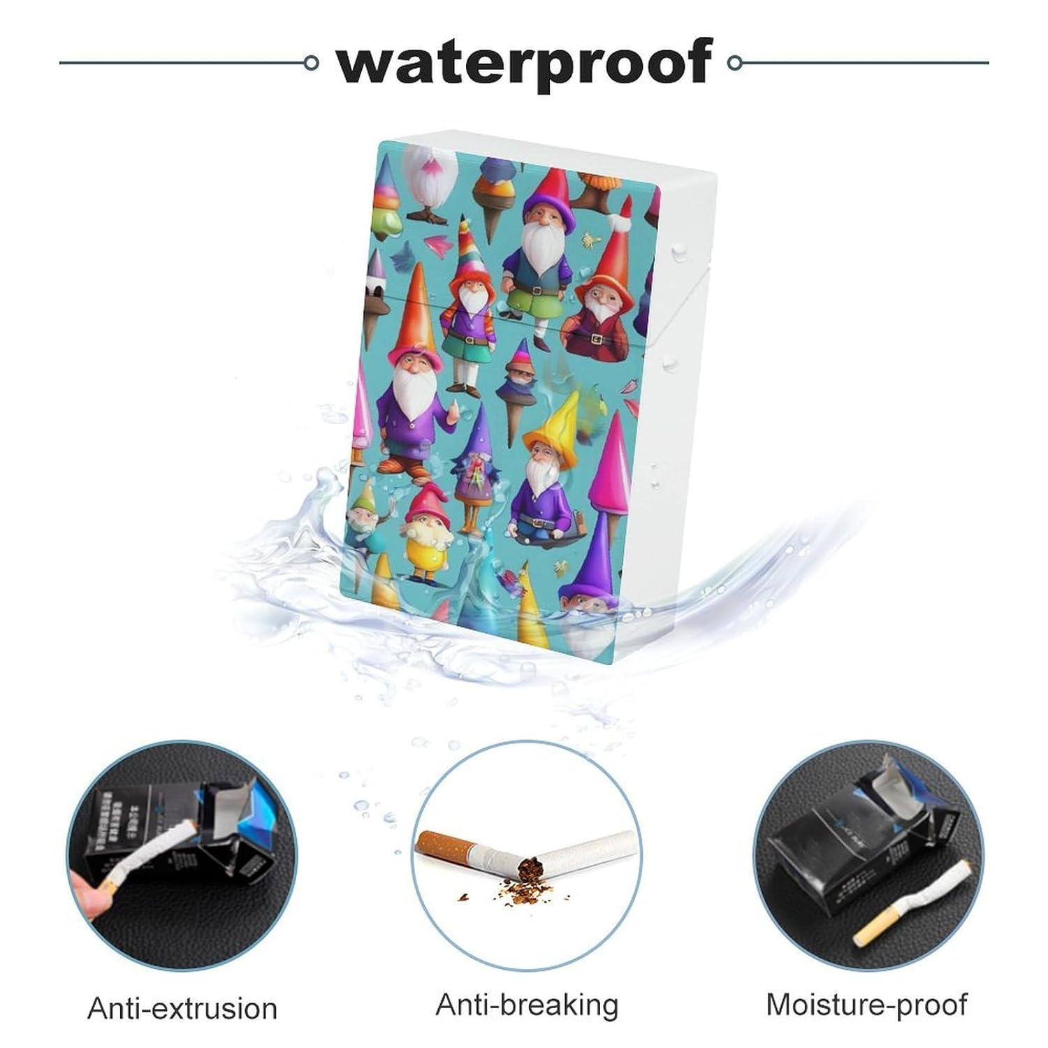 Colorful Gnomes Cigarette Case for Women Men, Switch Flip Cigarette Box for Business, Portable Cigarettes Smoking Accessories, Multifunctional Cigarette Holder Case image 3