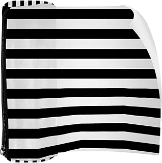 Astuccio portapenne con chiusura a cerniera, portamonete, trousse per trucchi, cosmetici, per donne, ragazzi, ragazze, ragazzi, ragazzi, bianco e nero a righe
