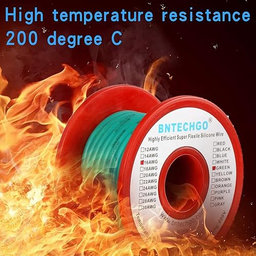 Vista 162 de Bntechgo 18 alambres de silicona suave y flexible, silicona resistente a altas temperaturas, altamente eficiente 18 AWG calibre, 150 hilos