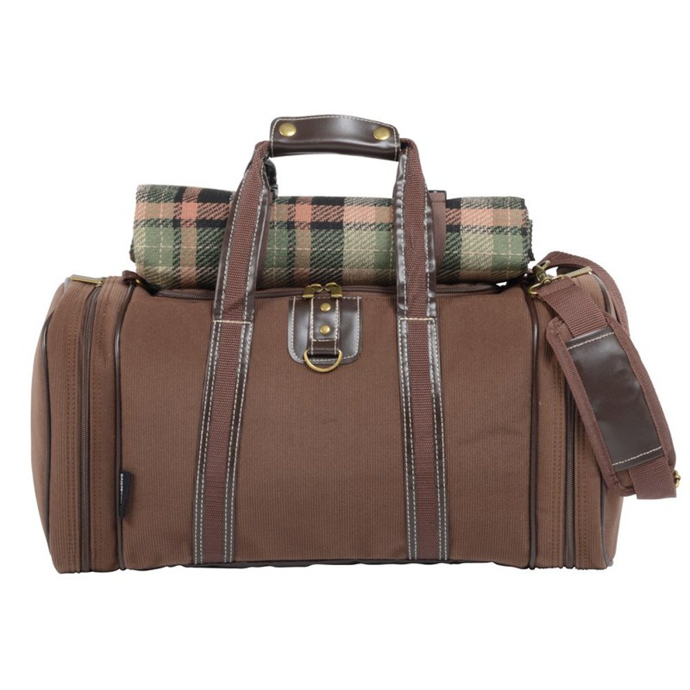 Picknicktasche mit Campinggeschirr Picknickkorb 29 teilig Umhängetasche 45 x 25 x 24 cm Braun