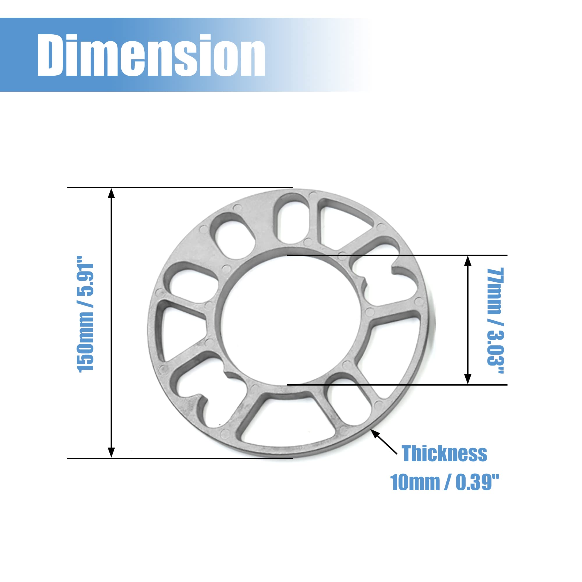 uxcell Lot de 2 joints d'espacement de roue en alliage d'aluminium de 8 mm d'épaisseur pour voiture