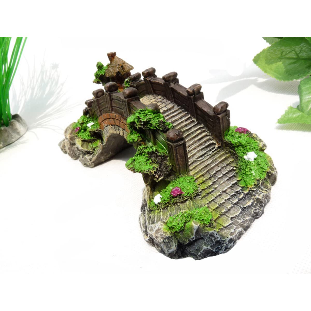 Decorazioni per Acquari Ornamento Tematico per Acquario con Ponte Paesaggistico in Resina per Piccoli Pesci Gamberetti Giochi per Acquari,19cmx8.5cmx7cm