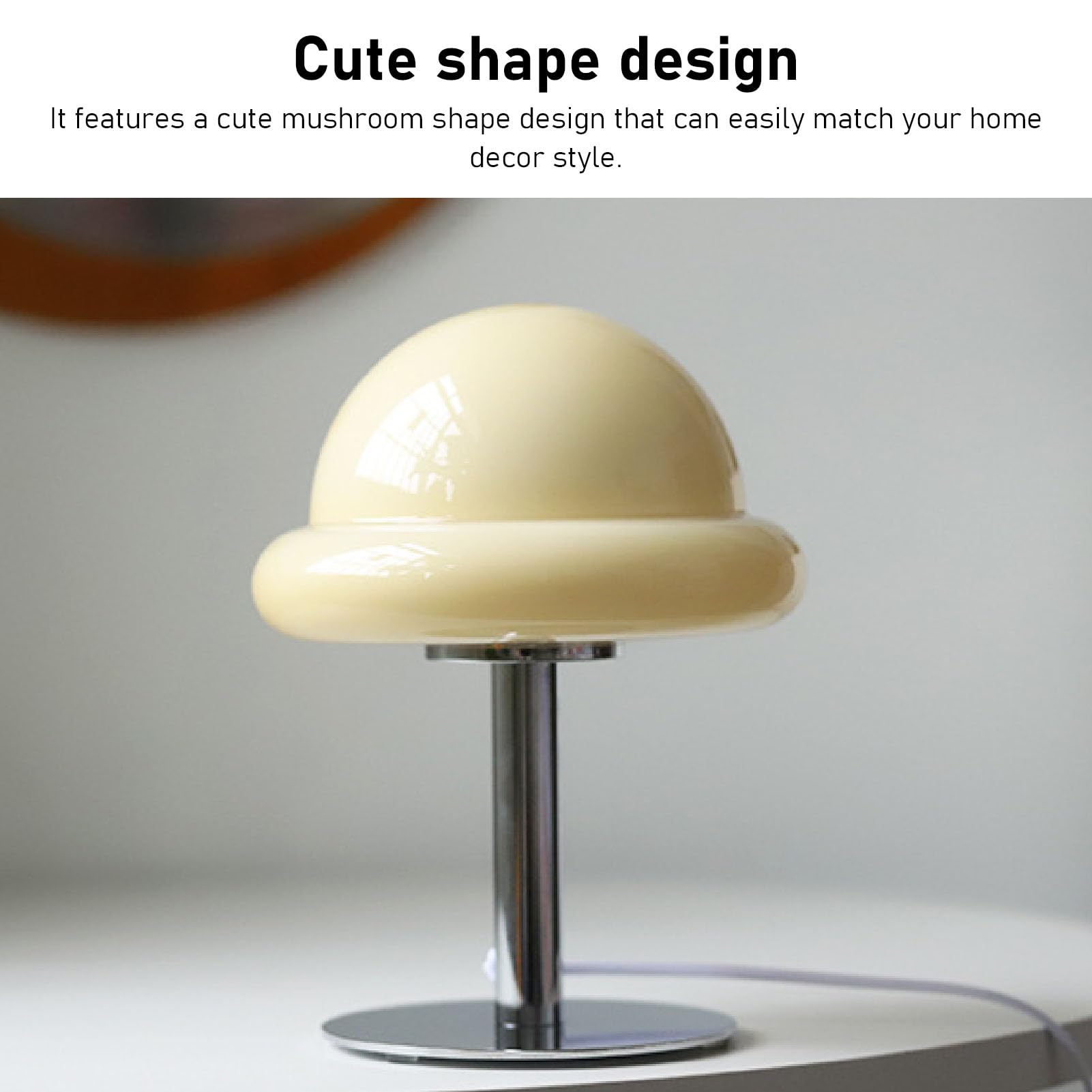 Simpatica Lampada da Tavolo a Forma di Fungo, Lampada da Scrivania a Risparmio Energetico Dimmerabile a 3 Colori con Luce Calda, per Luce Notturna da Comodino (Beige)