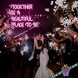 Neon Signs for Wall Decor, Together Is A Beautiful Place To Be Neon Sign Wedding Decoration Birthday Valentines Day Gift Party Engagement Personalized Neon Lights Signs for Bedroom (23.6×19 IN,Pink)