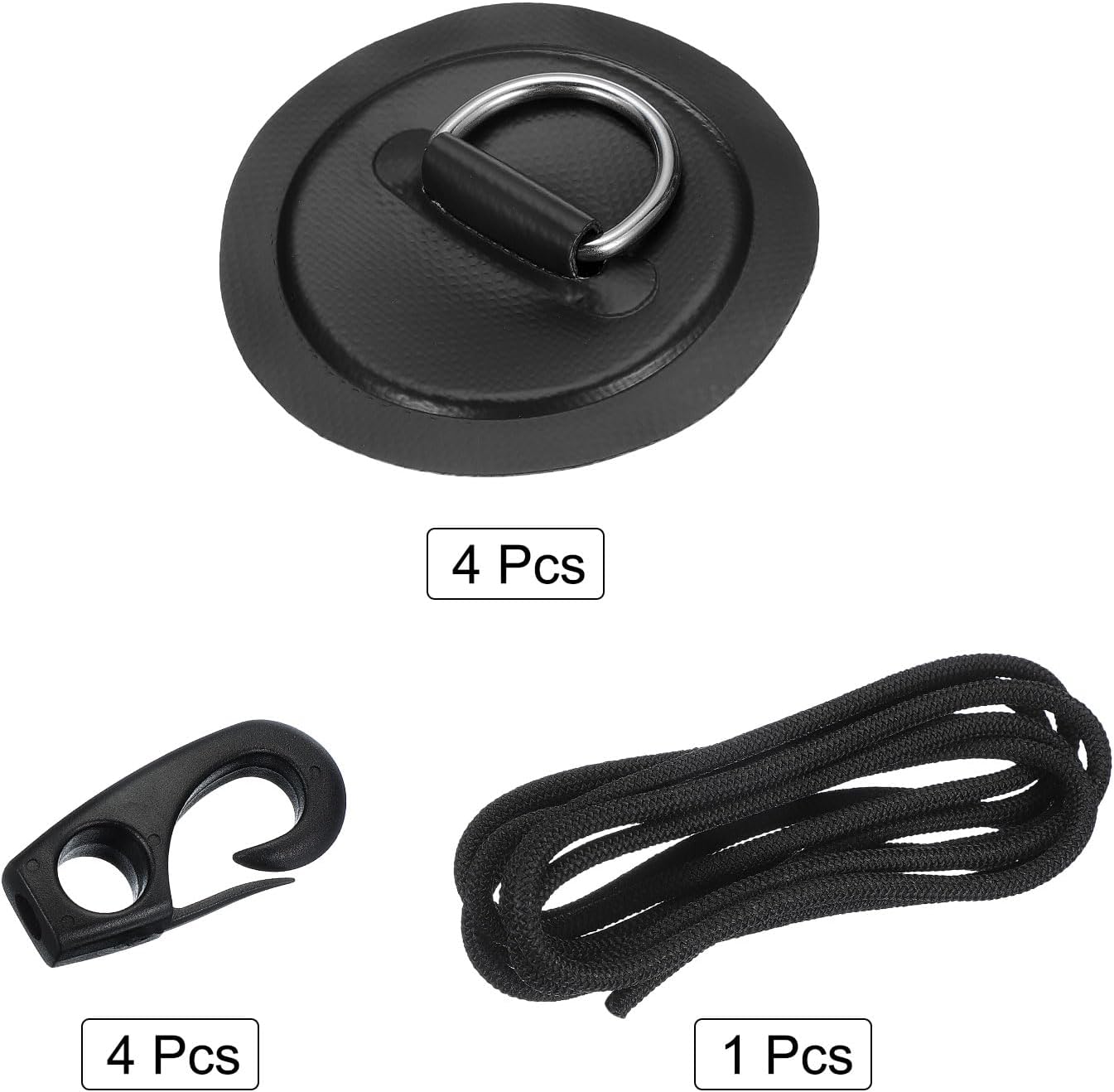 PATIKIL Stainless Steel D-Ring Patch Round Patch with Elastic Cords & Hook