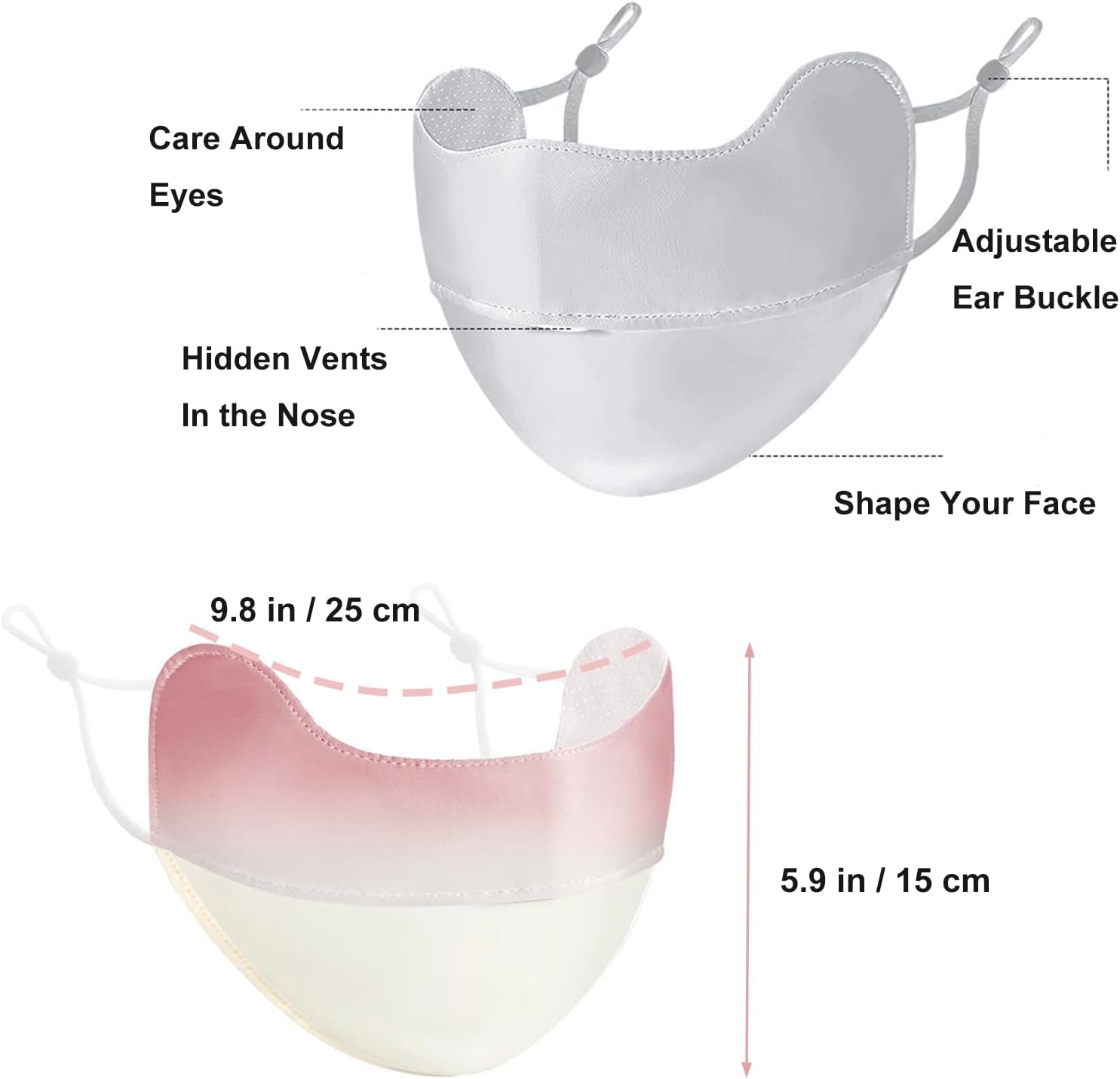 2Pcs UV Face Mask, Sun Masks for Women, Breathable Face Cover for Outdoor Activities, Washable Reusable (Pink+Gray) - Image 4