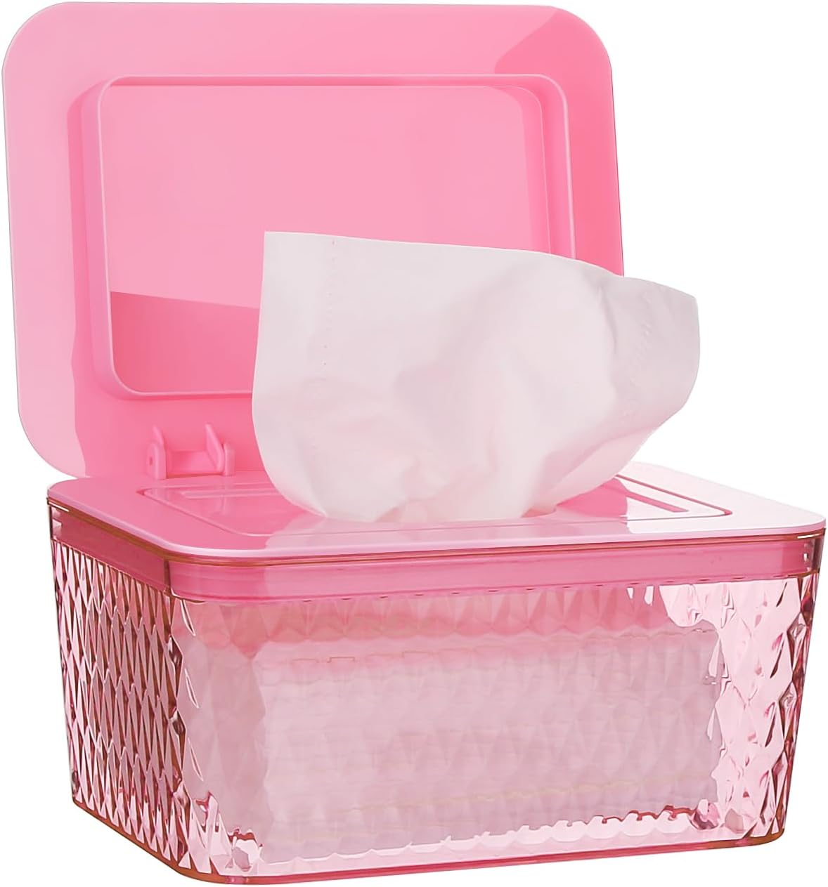 Wipes Dispenser, One-Handed Operation Wipe Holder for Baby & Adult, Seal-Designed Wipes Container for Bathroom Keep Diaper Wipes Fresh (Pink)