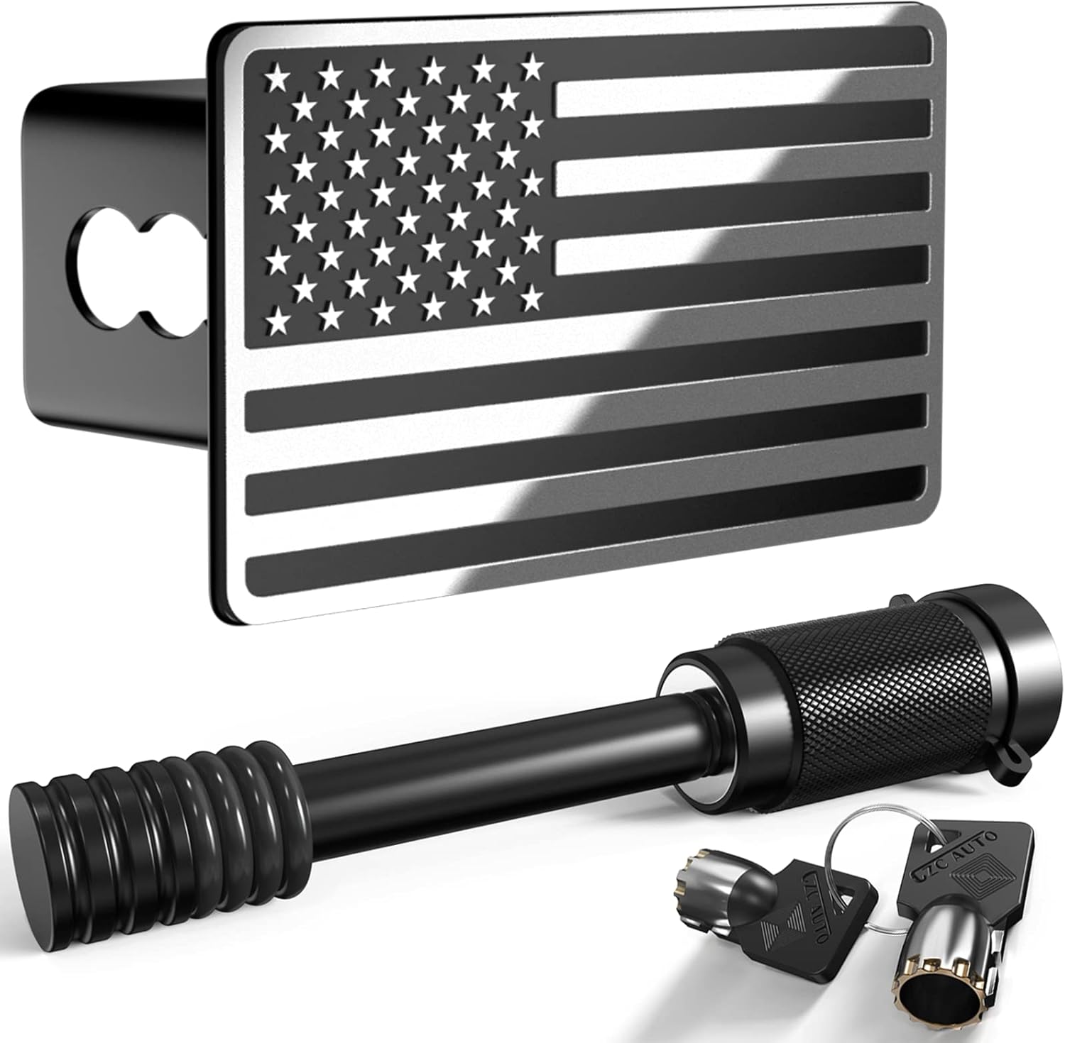 TOEASYTY Heavy American Flag Metal Trailer Hitch Covers for