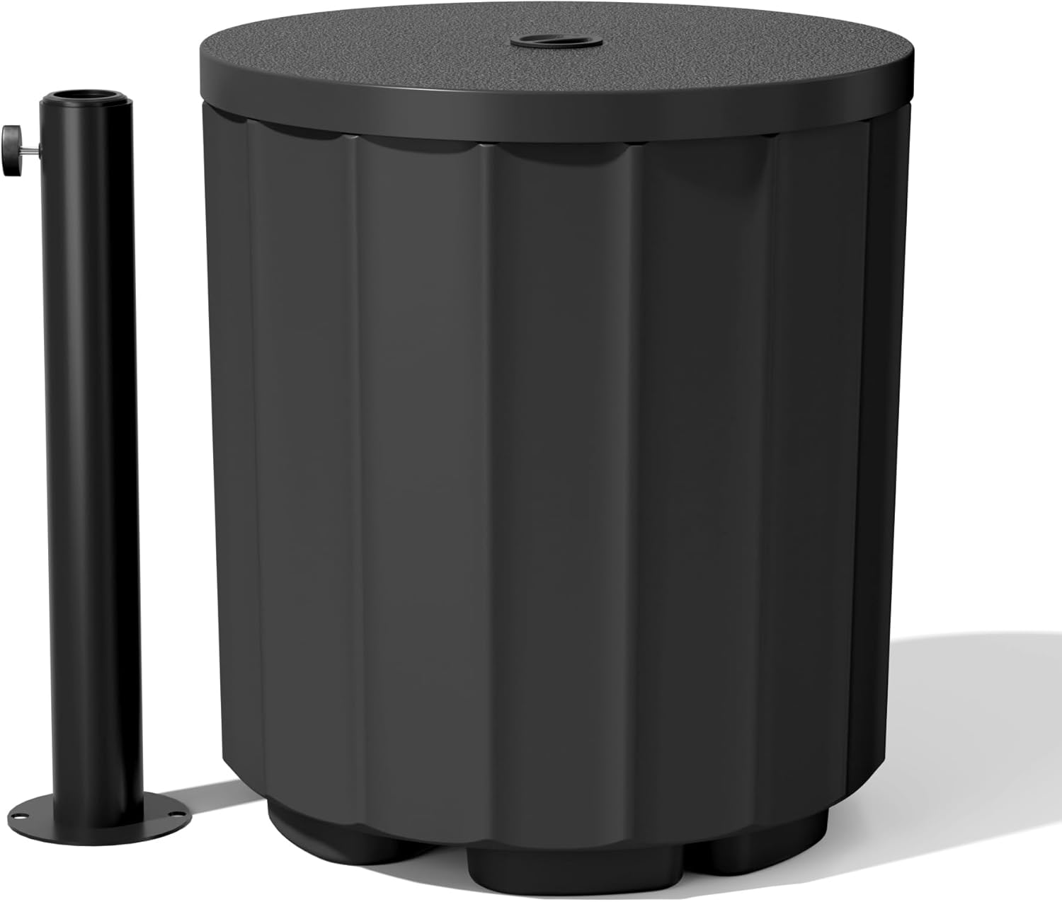 Patio Umbrella Base, 2-in-1 Outdoor Umbrella Stand with 2.2 Inch Hole, Wind-Resistant Side Table & Coffee Table, Heavy Duty Patio Table with Umbrella for Pool, Easy Assembly, Black
