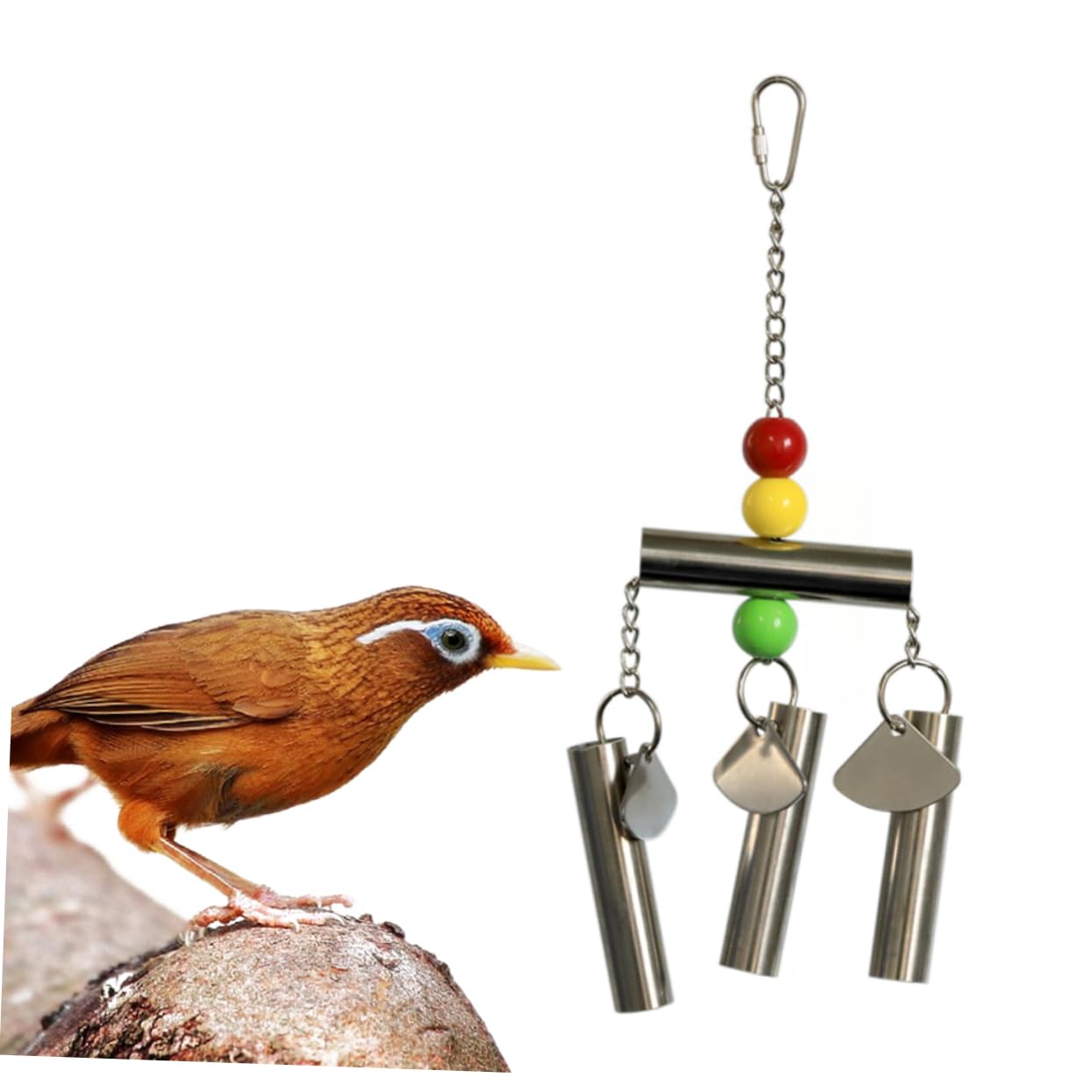FRCOLOR 3stücke Vogelspielzeug Mit Glocke Für Mittelgroße Und Große Papageien Und Eichhörnchen Zufällig Gefärbten Perlen Für Käfigspiele