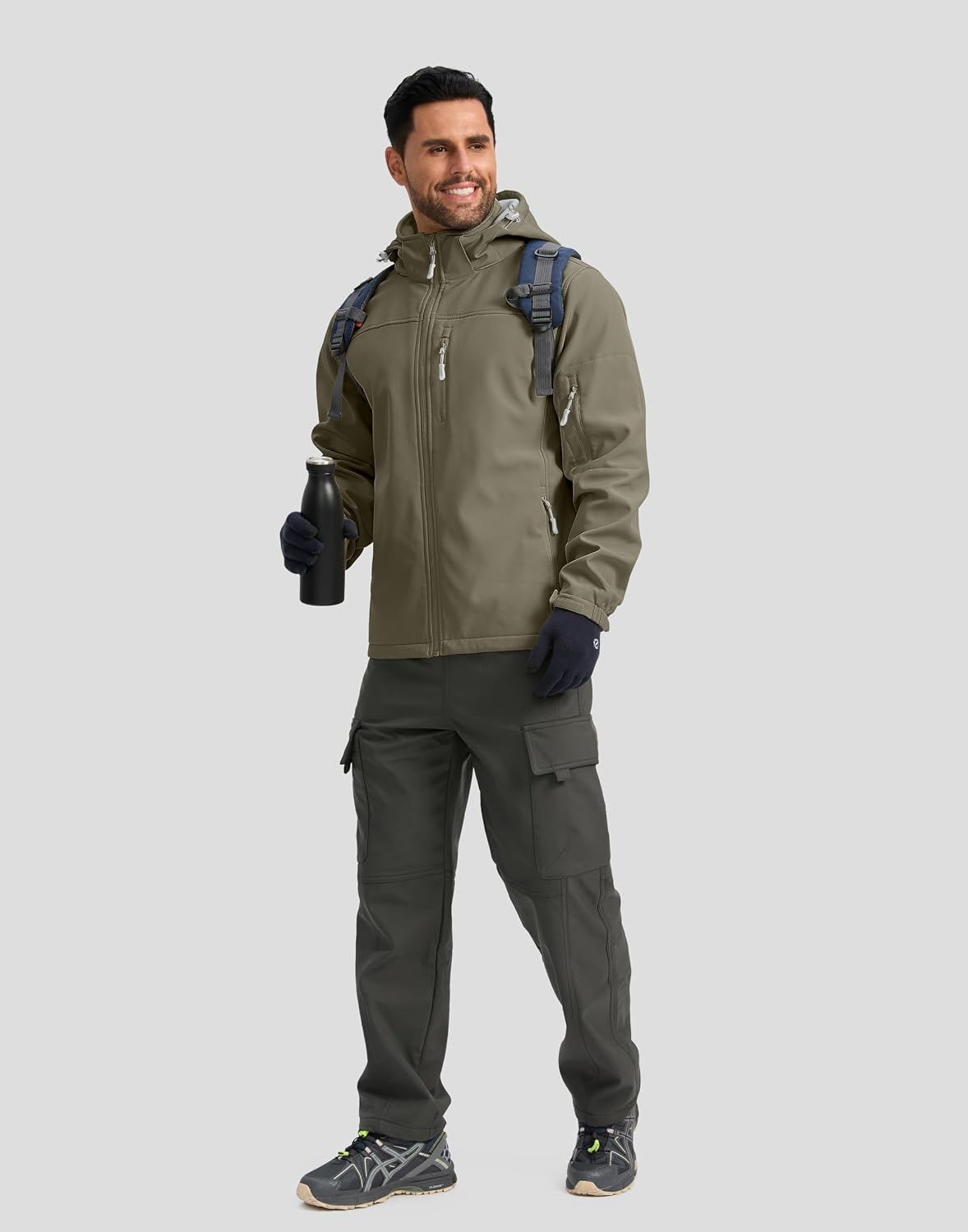 Pudolla Men's Softshell Jacket Fleece Lined Water Resistant Hooded Winter Coats for Men Outdoor Work Hiking with Pockets