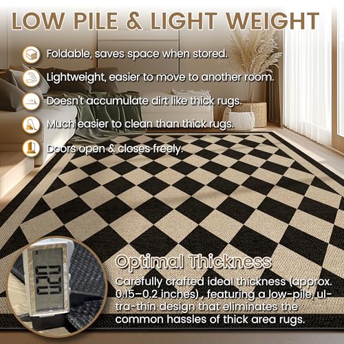 Tapete decorativo boho geométrico 3x5 pies negro miniatura 3