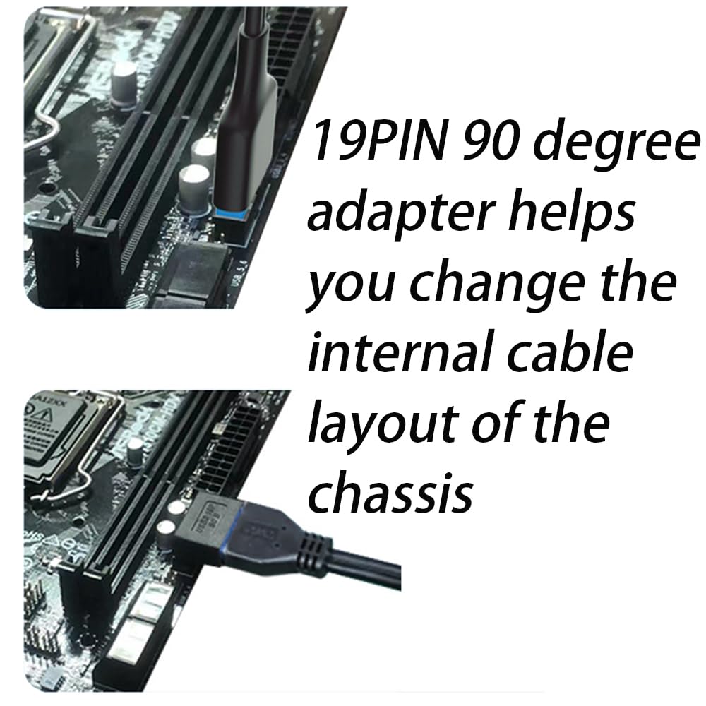 WLGQ USB 3.0 90-Grad Adapter – 19/20-polig, Stecker Auf Buchse, Für Sauberes Kabelmanagement Im PC, A+B Variante