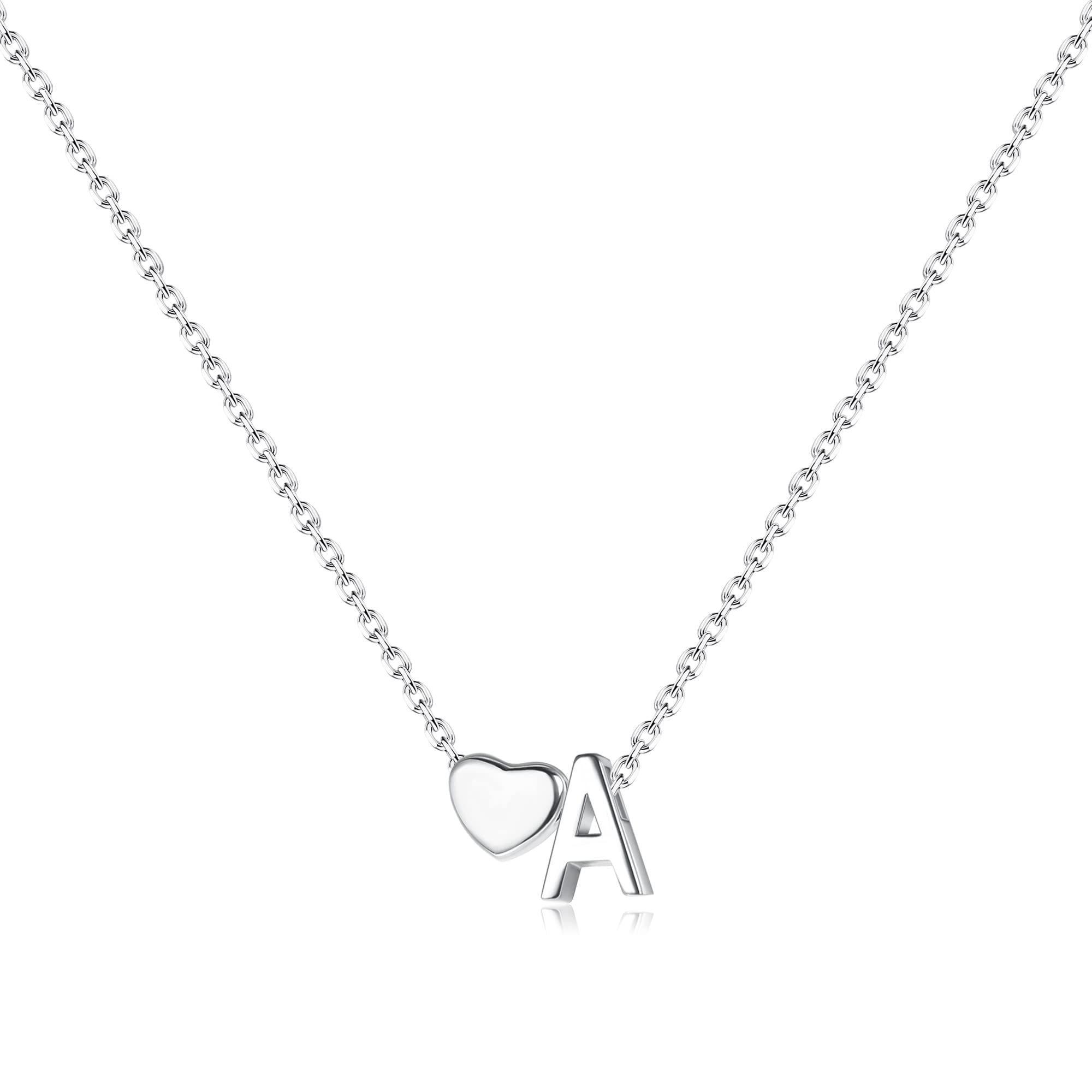 ChriscocoCollar Colgante Mujer Plata de Ley 925 Collar Corazón con Inicial Letra A-Z Colgante Mujer Joyeria con Hermosa Caja Niña Mujer Regalo Dia de la Madre