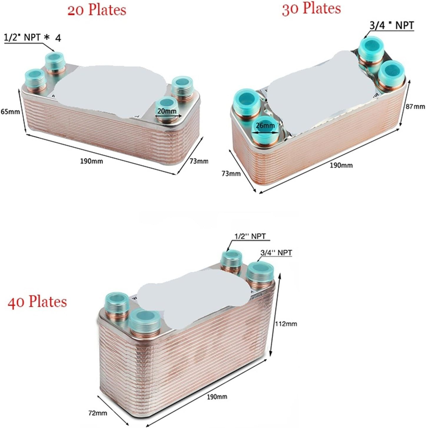 wort chiller, 20/30/40 Plates Heat Exchanger Wort Chiller, Stainless Steel Counter Flow Bar Homebrew Beer Cooler Tools(30 Plates A)