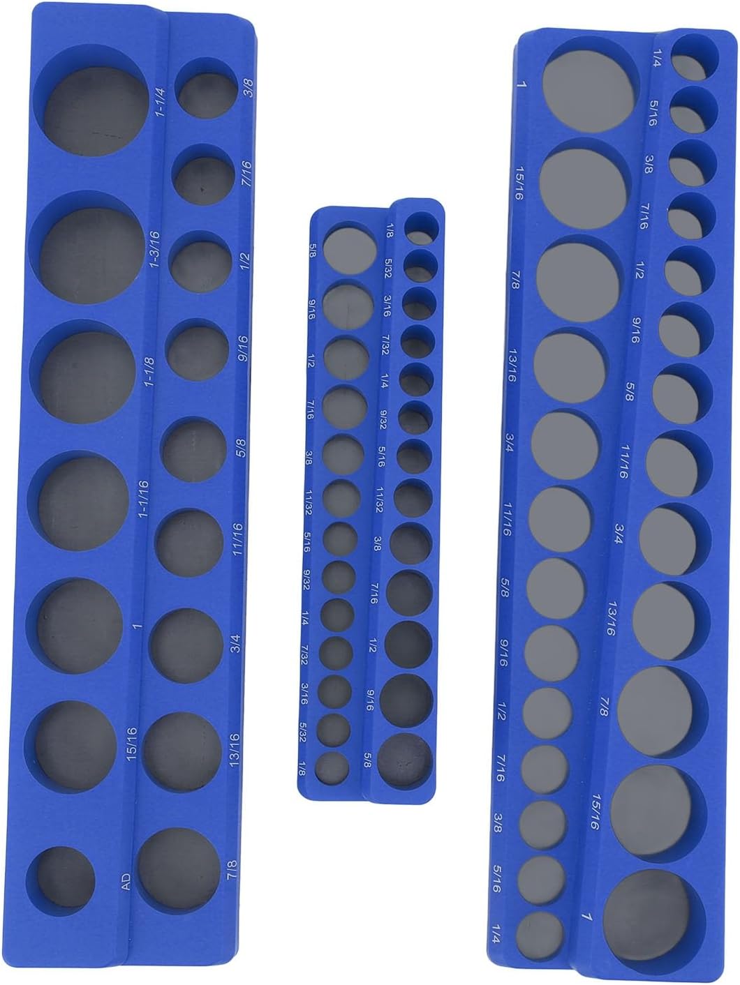 Magnetic Socket Organizer, Tray with 1/4" 3/8" 1/2" Slots, Non-Slip Base for Toolbox Automotive Tools - 3-Piece Set
