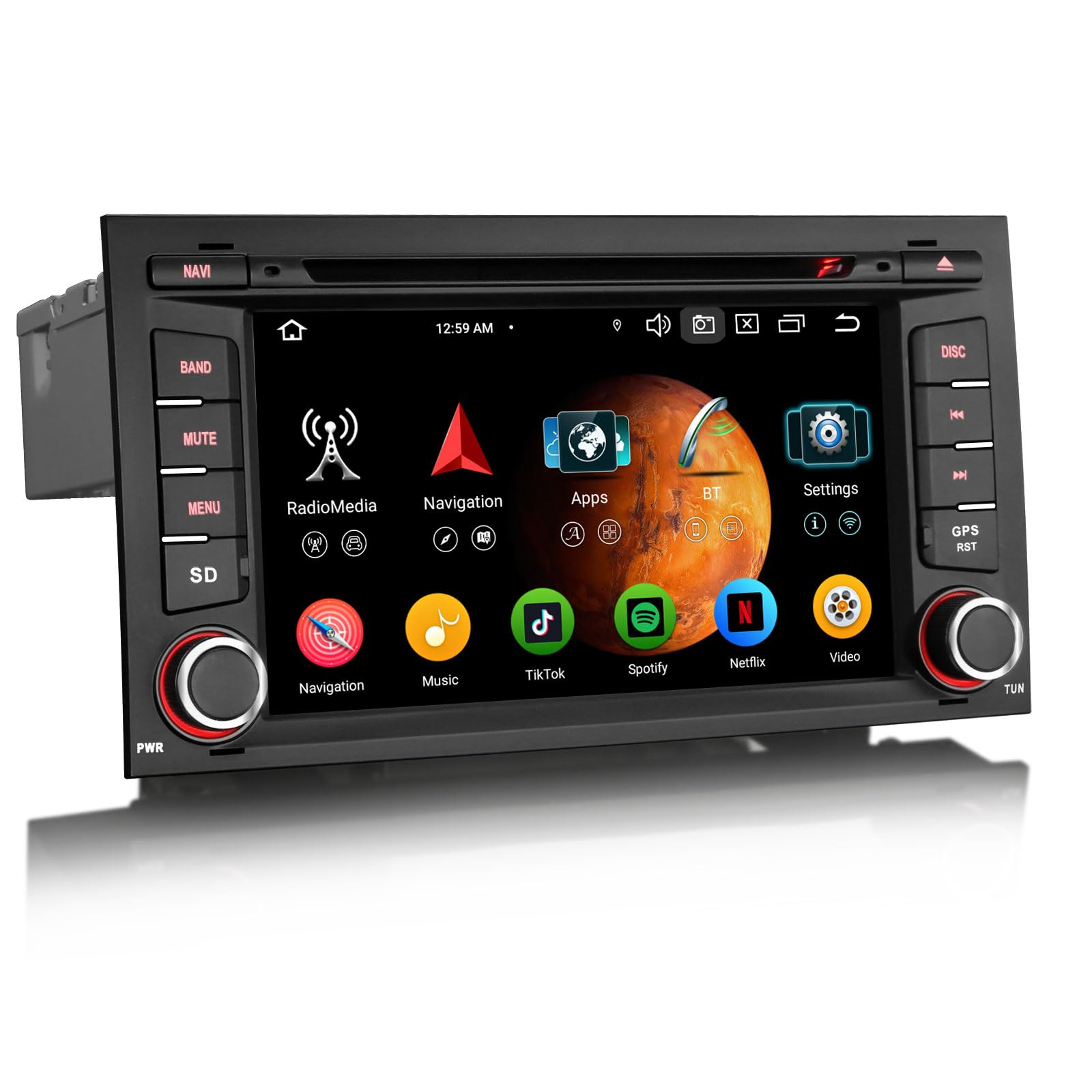 Erisin Android 14 8-Core 4GB+64GB Autoradio GPS Navigatore per Seat Leon 7 pollici Lettore DVD IPS Schermo tattile Supporti Bluetooth 5.0 Senza fili CarPlay Android Auto WiFi DSP CANbus OBD2 SWC FM