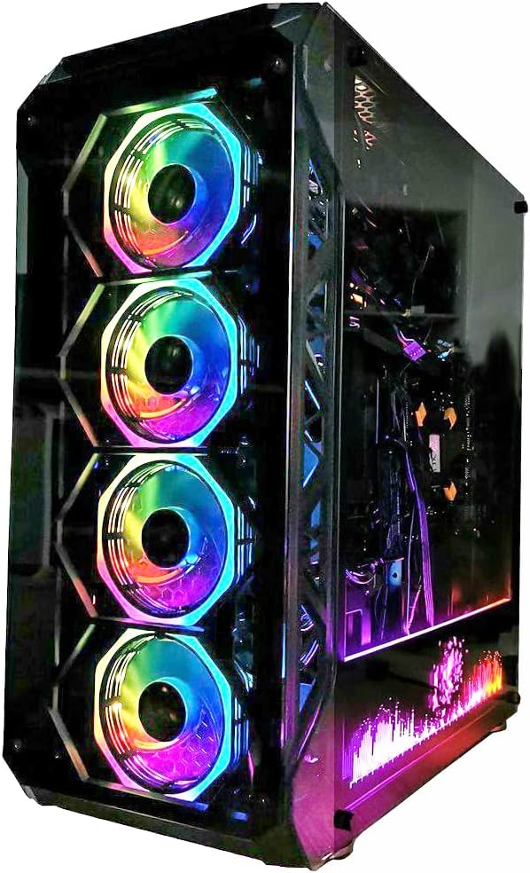 Rhinomax A17 Series Phoenix Full-Tower E-ATX/M-ATX Computer Gaming Case with 3-Sided Reinforced Glass, USB 3.0, 6 ARGB 12cm Fans with 1 ARGB Fan Controller