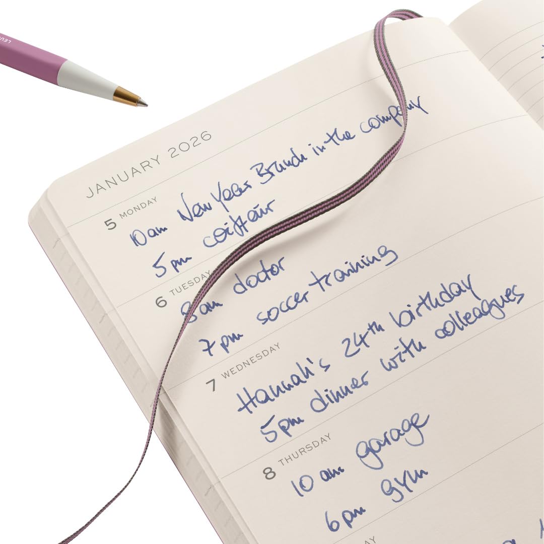 LEUCHTTURM1917 3720805 Agenda semana vista y libreta Medium (A5) 2026, 18 meses 07.2025-12.2026, Tapa Blanda, Spring Leaf, Inglés