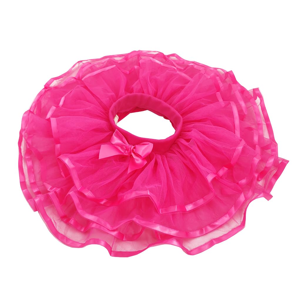 BGFKS falda tutú de tul de 4 capas para niñas con lazo para el pelo o faja de cumpleaños, falda tutú para niña - Rosa - 4-5 años