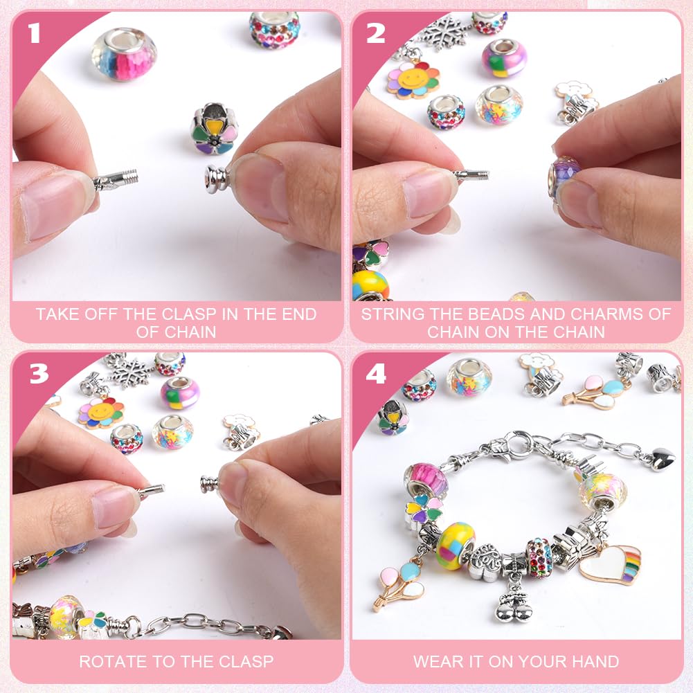 AUAUY Kit Giochi Crea Braccialetti DIY Regalo Bambina 5-10 Anni, Idee Originali per Natale e Compleanno