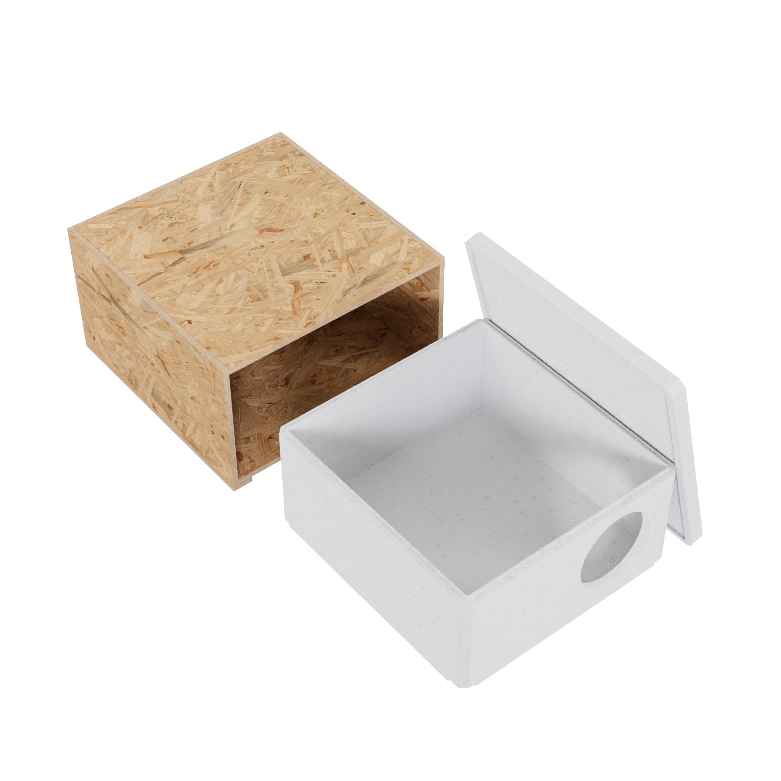 QLS Katzenhaus aus Styropor mit OSB Verkleidung 43 x 41 cm Natur