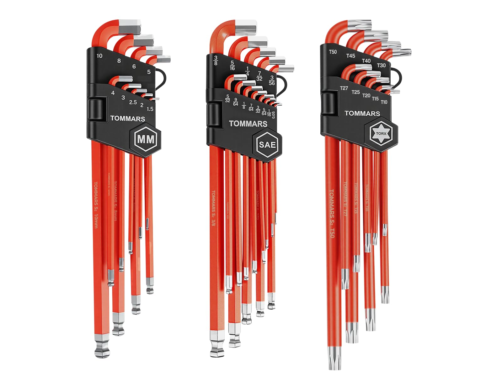 TOMMARS 31-PC Extra Long Stubby Ball End Allen Wrench Set, SAE/Metric/TORX | Extra Long A…