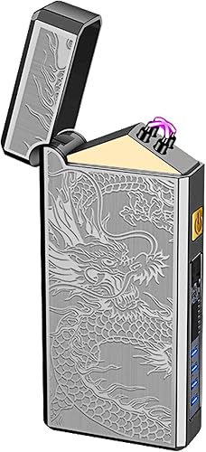 Encendedor recargable USB encendedor eléctrico para camping, encendedor de doble arco sin llama con indicador de batería LED, encendedor de plasma