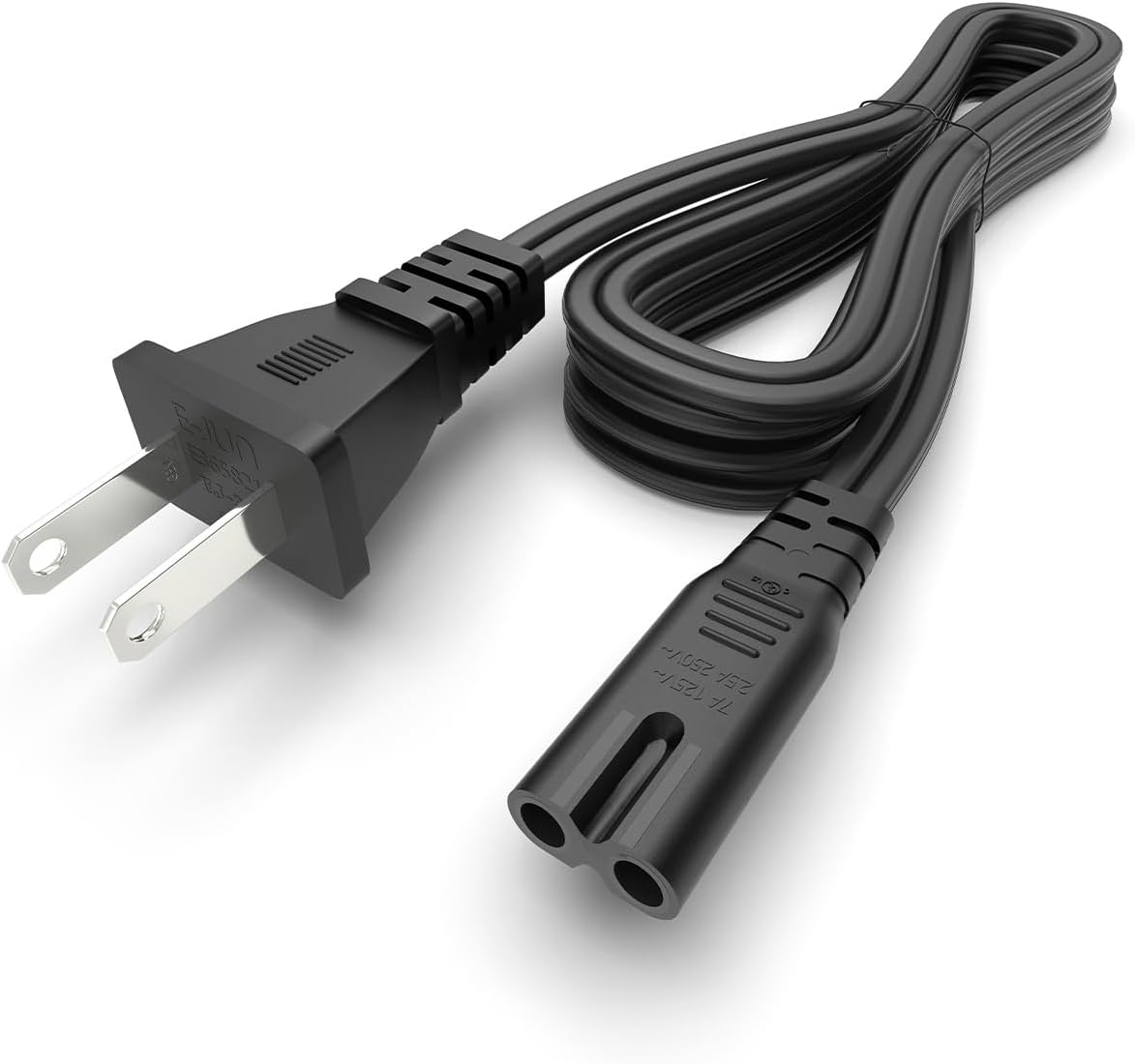 Cable de alimentación de CA de 2 clavijas para PS5, PS4, PS3, PlayStation, Xbox One S/X, Series S/X, repuesto de cable de alimentación C8 no polarizado de 6 pies