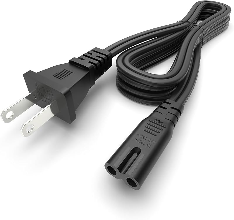 Cable de alimentación de CA de 2 clavijas para PS5, PS4, PS3, PlayStation, Xbox One S/X, Series S/X, repuesto de cable de alimentación C8 no polarizado de 6 pies