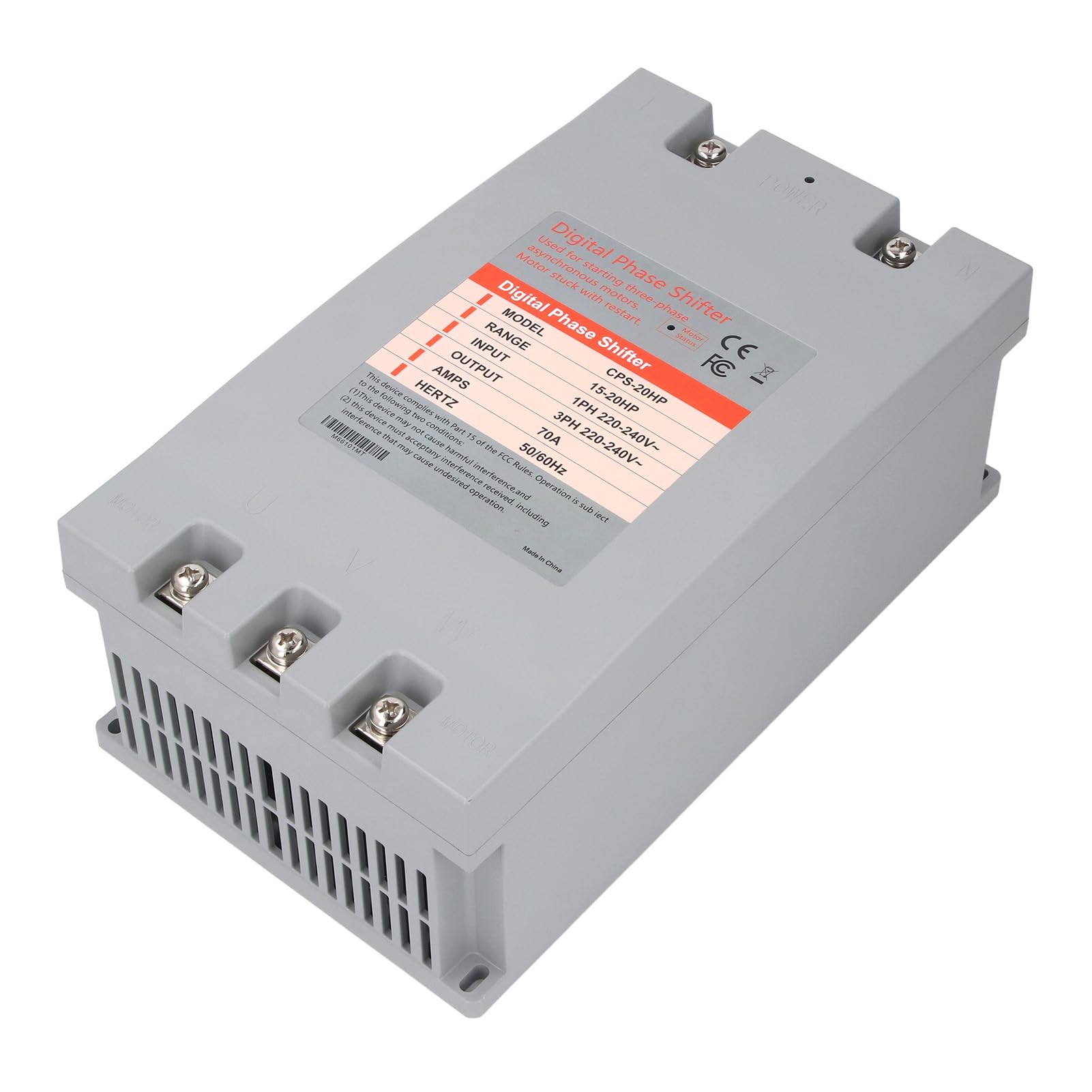 Garosa Convertitore Monofase-trifase, Sfasatore Digitale per Motori CA 11-15KW 70A, Inverter Industriale Compatto per Macchine per la Lavorazione del Legno Ascensori per Auto Motori Idraulici