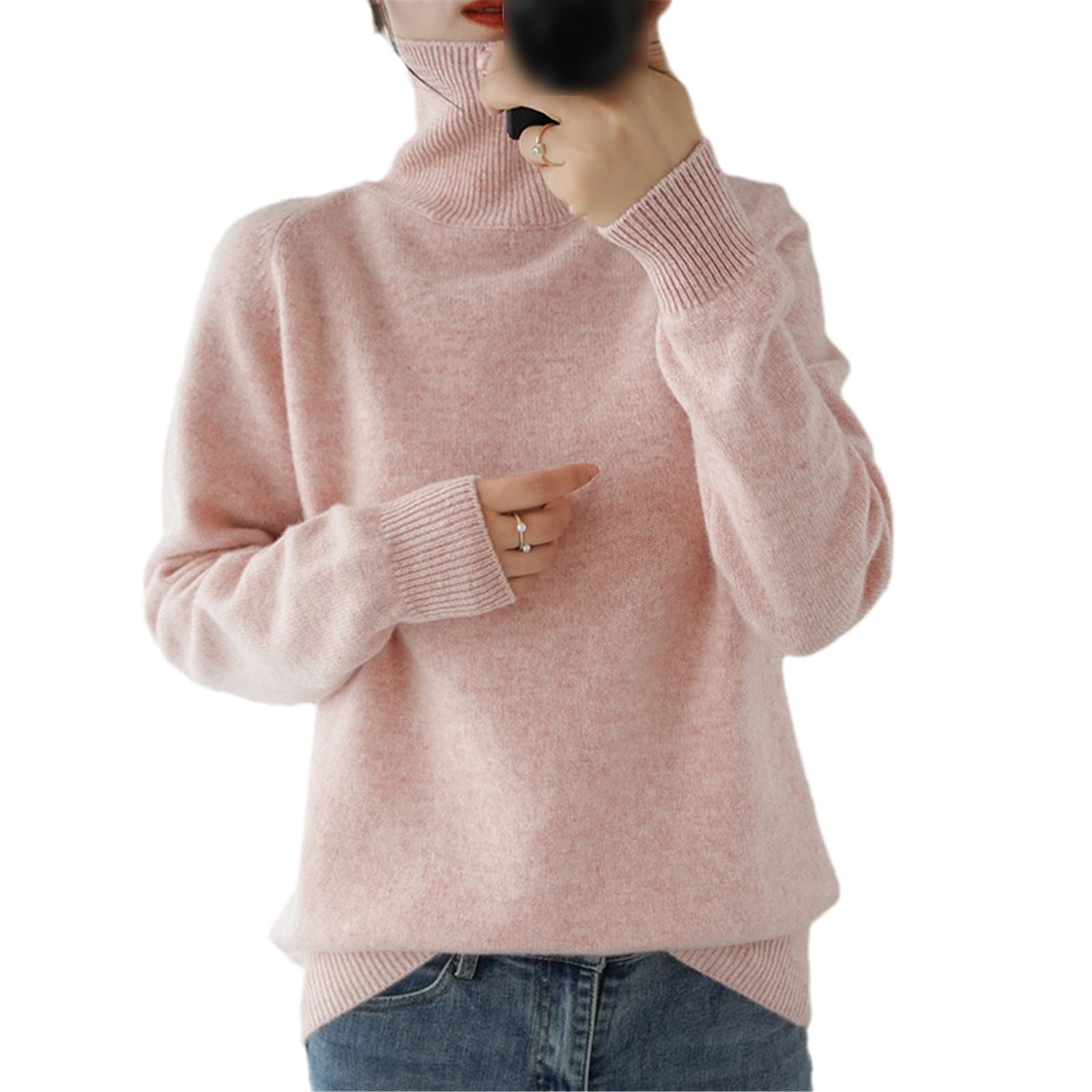 Kelsiop 100% Lana Cashmere Maglione Signore Dolcevita Tinta unita Pullover Moda Plus Size Caldo Bottoming Shirt