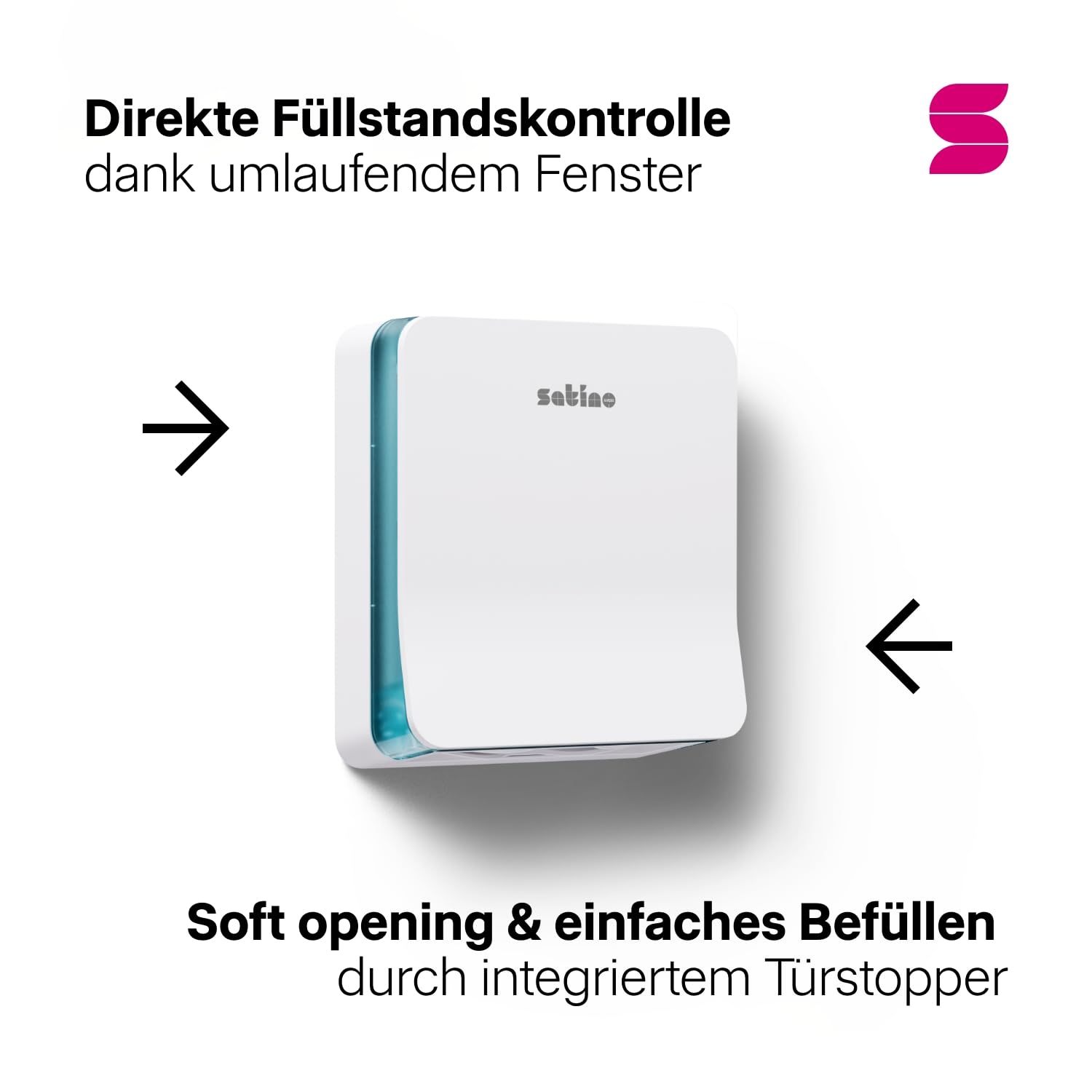 Satino HYGINITY Papierhandtuchspender für Z Falz & W Falz Papierhandtücher - Made in Germany – Handtuchspender für PT2 & H2 Handtuchpapier mit Füllstandsanzeige - für Gewerbe & Industrie - weiß