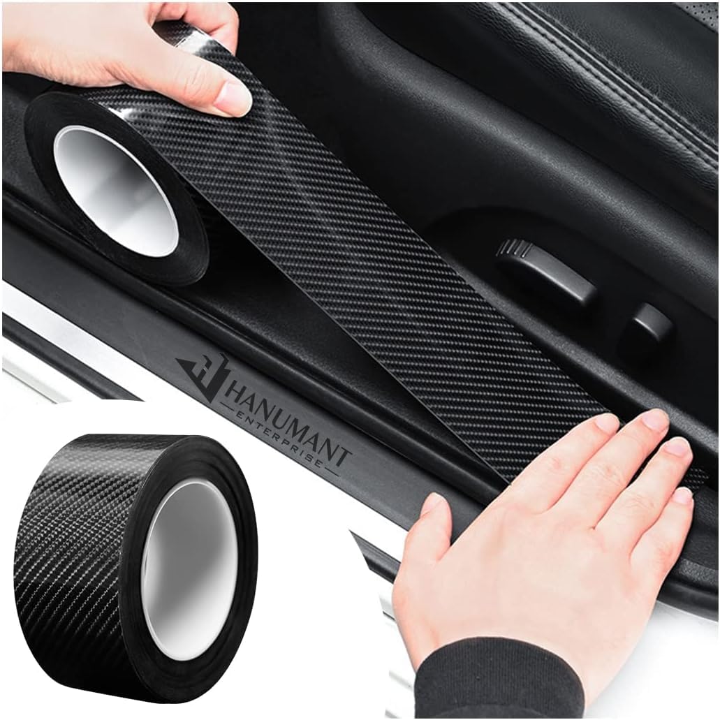 Carbon Fiber Anti-Scratch Adhesive Tape | Door Sill Protector Strip | Car Door Protector Edge Guards | Vinyl Wrap | Waterproof & Durable Paint Protection Film for Car(Black)