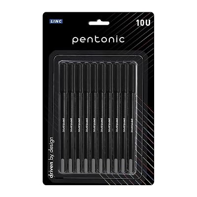 Pentonic 0.7 mm Ball Pen Blister Pack | Black Body | Black Ink | Set of 10 Pens