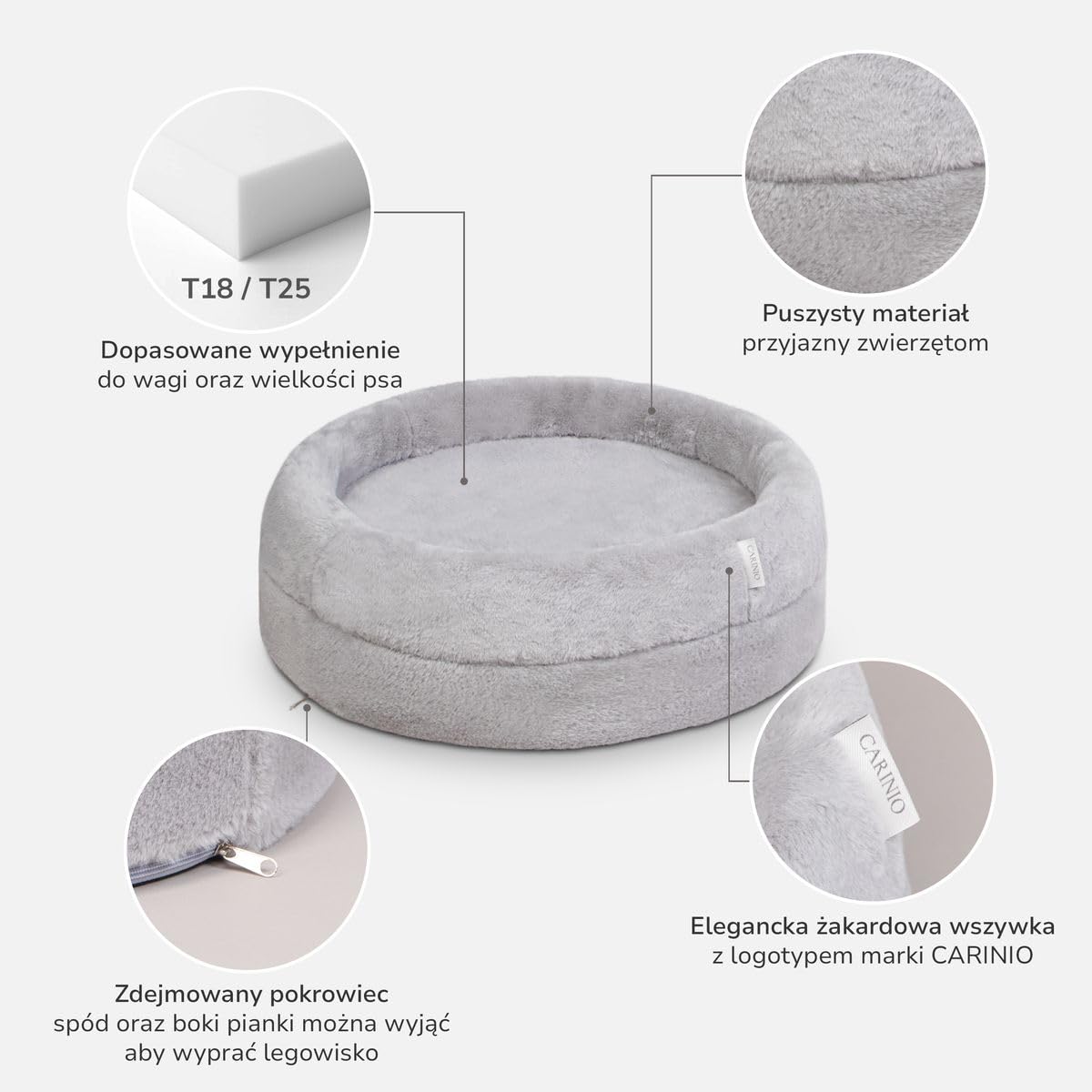 Camilo Nest Cama Redonda para Perros y Gatos, Tipo Nido con Funda Extraíble (M)