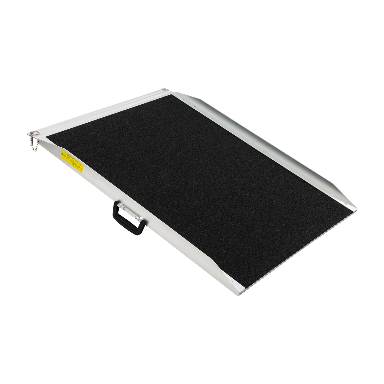 Rampa para silla de ruedas, 272 kg, capacidad de carga, rampa plegable, 91,5 x 73 x 5 cm, pasadores de bloqueo, agujeros preperforados, aleación de aluminio, 2 asas, superficie antideslizante para