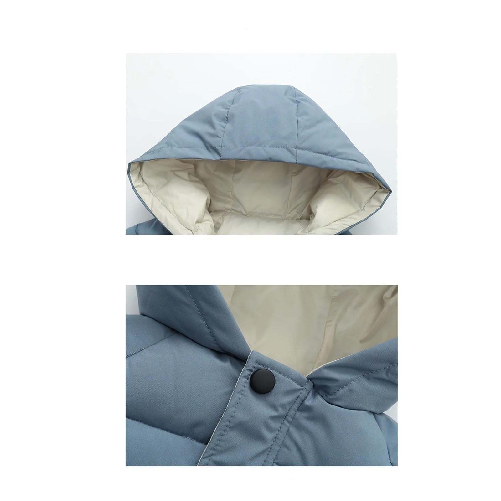 2-12Y Kids Down Long Outerwear Winter Coat - Teen Boys Girls Cotton-Padded Parka, Thick Warm Cotton Jackets with Hood(SKY BLUE,7T(Size 140))