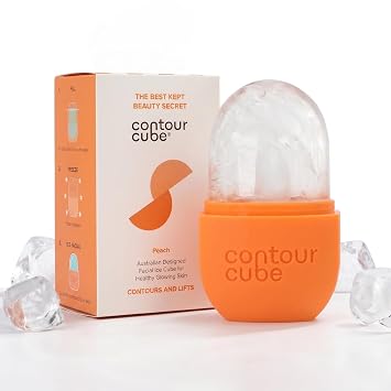 Contour Cube Original - Ice Roller for Sculpting & De-Puffing - Face Ice Roller & Massager with BPA-Free Silicone - Ice Mold for Face - Skin Care Tools for Daily Skincare 180ml - Peach