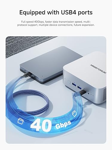 Miniatura 7 de MINISFORUM AI X1-255 Mini PC AMD Ryzen 7 255 (8C16T, hasta 4,9 GHz), 32 GB DDR5 RAM 1 TB M.2 SSD, HDMIDPUSB4 (4K120 Hz), altavoces dualesDMIC, USB-A