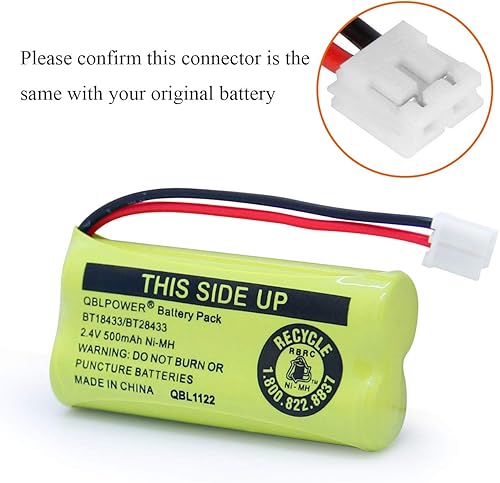 Miniatura 9 de QBLPOWER BT18433BT28433 2.4V 500mAh Ni-MH Batería recargable compatible con BT184342 BT284342 BT-8300 BATT-6010 BT1011 BT1018 BT1022 BT1031
