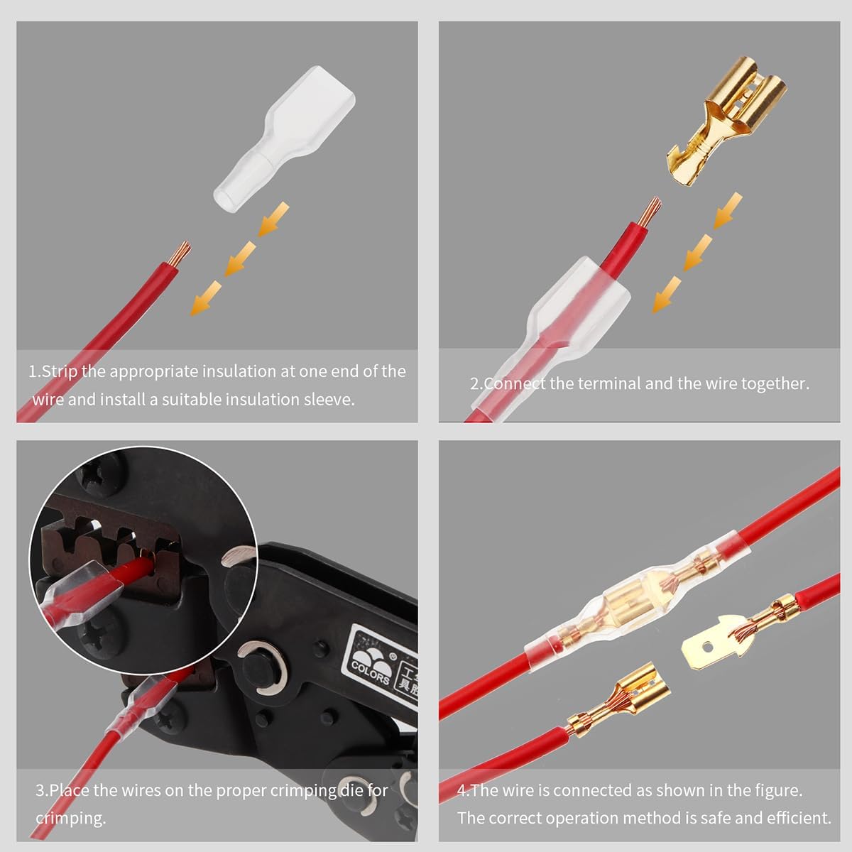 450PCS Male and Female Wire Spade Connector Wire Crimp Terminal Block with Insulating Sleeve for Electrical Wiring Car VUQLDHAYZ