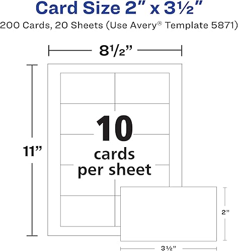 Miniatura 8 de Avery-Clean Tarjetas de negocios de bordes láser, 2 x 3 12, 10 por hoja, 200 unidades, Blanco