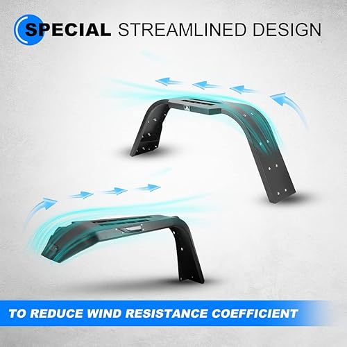 Miniatura 4 de WOLFSTORM Guardabarros delanteros y traseros aptos para Jeep Gladiator JT 2019, 2020, 2021, 2022, 2023, 4 unidades para Jeep Gladiator JT de acero