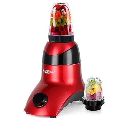 SilentPowerSunmeet ORNRMA21 600Watts Mixer Juicer Grinder with 2 Jars (1 Large Bullet and 1 Small Bullet) - Red