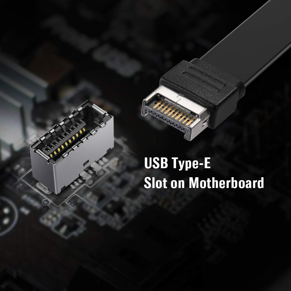 USB 3.1 Gen 2 Frontpanel-Adapter – Typ-C Buchse, 50 Cm Flachkabel, Bis 10 Gbit/s & 100W