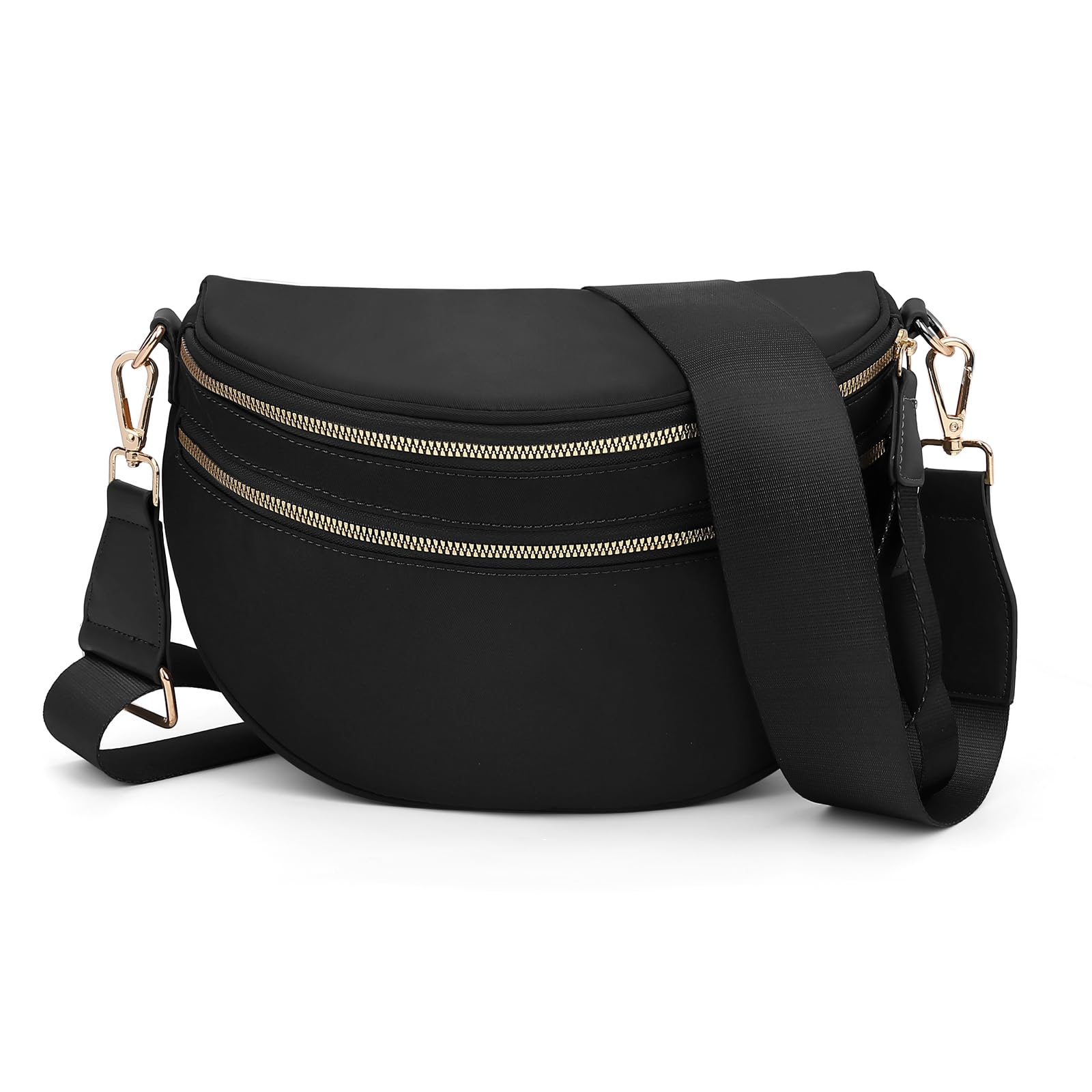 hibear Checkered Crossbody Bag Spacious Bum Bags for Women Nylon Crossbody Fanny Packs Checkered Purse Belt Wallet