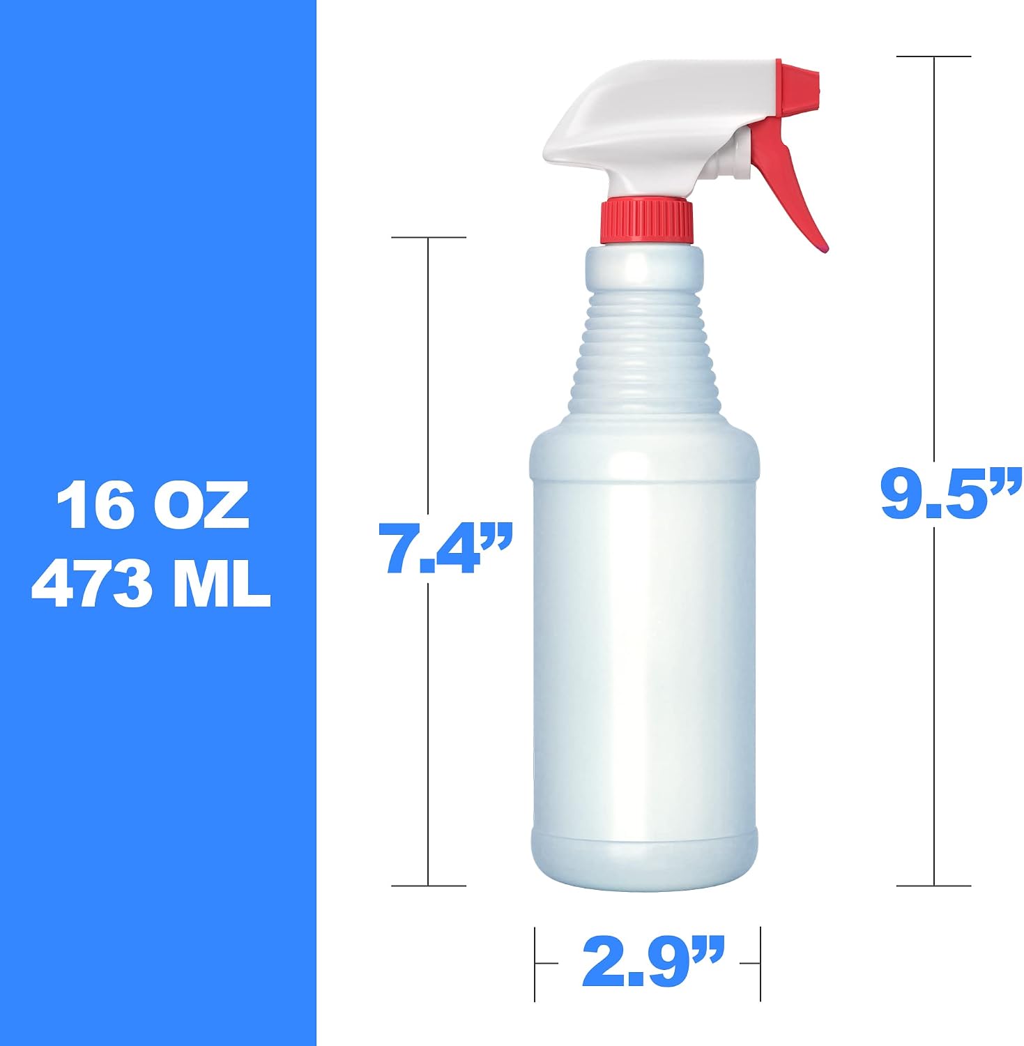 Plastic Spray Bottles with Sprayers - 16 oz Empty Spray Bottles for Cleaning Solutions, Plant Watering, Animal Training and More - No Clog & Leak Proof Heavy Duty Spray Bottles with Sprayers - 4 Pack