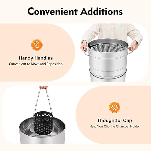 Miniatura 9 de Parrillas de carbón portátiles grandes sin humo, parrilla de barbacoa de acero inoxidable, parrilla portátil para barbacoa que permite 50 pinchos,