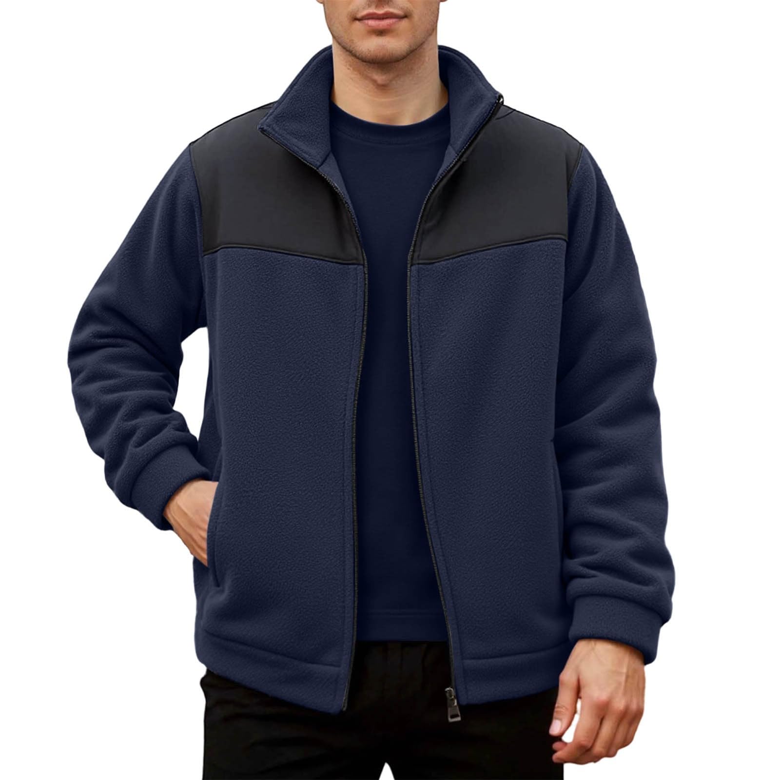 Veste Polaire Homme Sweatshirt De Randonnée Blouson Zippé Fleece Gilet Hiver Jacket avec Poches Chaude Manches Longues